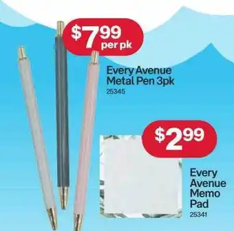 Australia Post Every avenue memo pad or metal pen 3pk offer