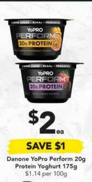 Drakes Danone yopro perform protein yoghurt offer