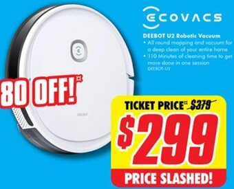 The Good Guys Deebot U2 Robotic Vacuum offer
