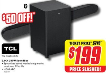 The Good Guys TCL 2.1Ch 240W Soundbar offer