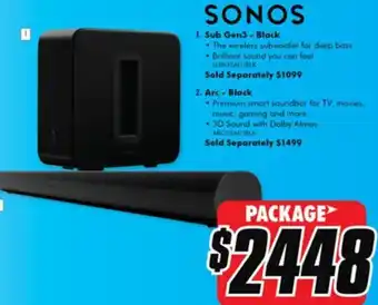 The Good Guys Sonos Sub Gen3-Black or Arc Black offer