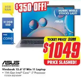 Asus Vivobook 15.6" i7 Win 11 Laptop