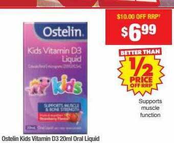 Chemist Warehouse Ostelin kids vitamin d3 20ml oral liquid offer