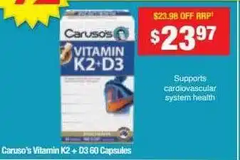 Chemist Warehouse Caruso's vitamin k2 + d3 offer