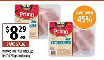 Supabarn Primo short cut rindless bacon offer