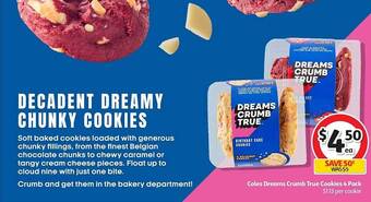 Coles Coles dreams crumb true cookies 4 pack offer