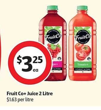 Coles Fruit co+ juice 2 litre offer