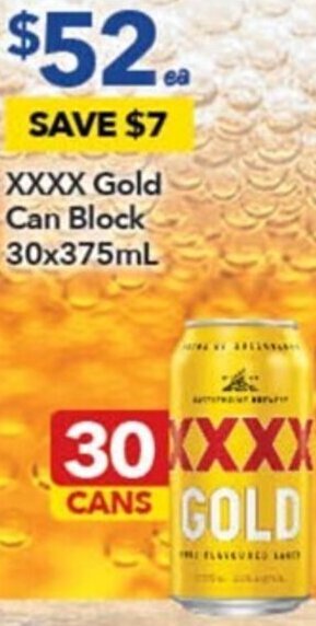 Ritchies XXXX Gold Can Block 30x375ml offer