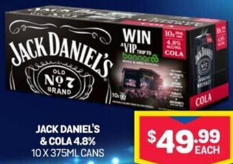Bottlemart Jack Daniel's & Cola 4.8% 10x375ml offer