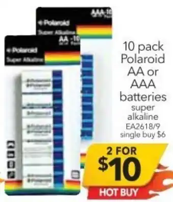 Cheap as Chips 10 Pack Polaroid AA or AAA Batteries offer