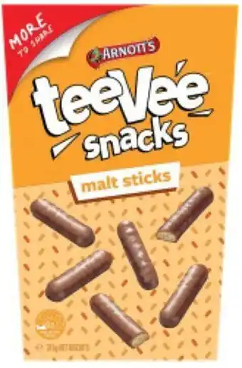 The Reject Shop Arnott's Tee Vee Snacks Malt Sticks Value Pk 315g offer