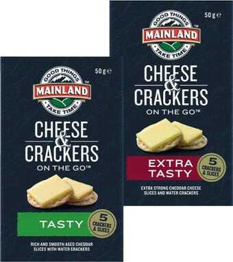 IGA Mainland On the Go Cheese & Crackers 36-50g Selected Varieties offer