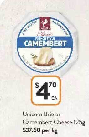 Foodworks Unicorn brie or camembert cheese offer