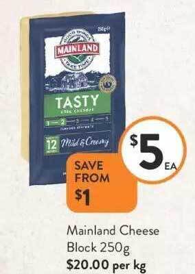 Foodworks Mainland cheese block offer