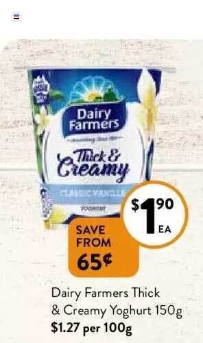 Foodworks Dairy farmers thick & creamy yoghurt offer