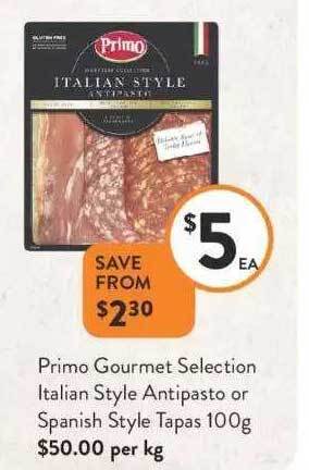 Foodworks Primo gourmet selection italian style antipasto or spanish style tapas offer