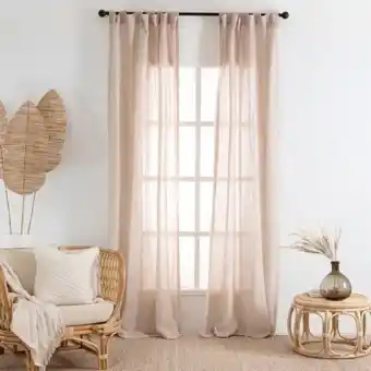 Washed linen natural sheer curtain pair by m.u.s.e.