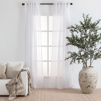 Pillow Talk Beachley sheer white curtain pair by essentials offer