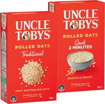 IGA Uncle Tobys Traditional or Quick Oats 500g offer