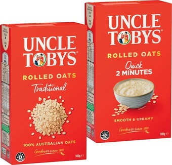 IGA Uncle Tobys Traditional or Quick Oats 500g offer