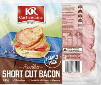 IGA KR Castlemaine Rindless Short Cut Bacon 630g offer