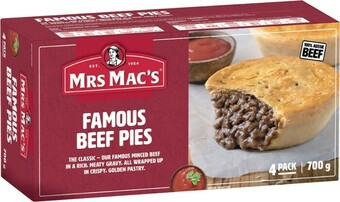 IGA Mrs Mac's Pies or Giant Sausage Rolls 4 Pack Selected Varieties offer