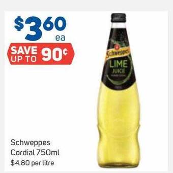 Foodland Schweppes cordial offer