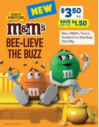 Foodland Mars, m&m's, twix or snickers fun size bags offer