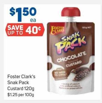 Foodland Foster clark's snak pack custard offer