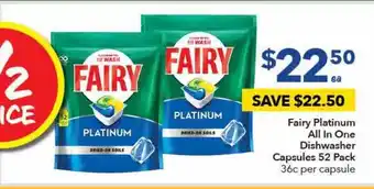 Fairy platinum all in one dishwasher capsules