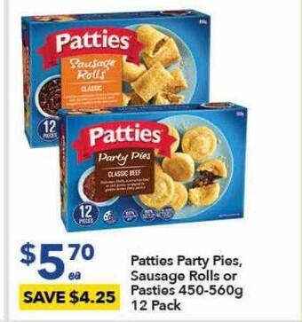 Ritchies Patties party pies, sausage rolls or pasties offer