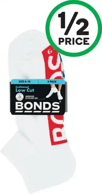 Woolworths Bonds Menu2019s or Womenu2019s Logo Low Cut Socks Pk 3 offer