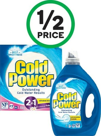 Woolworths Cold Power Advanced Clean Laundry Liquid 1.8-2 Litre or Powder 1.8-2 kg offer
