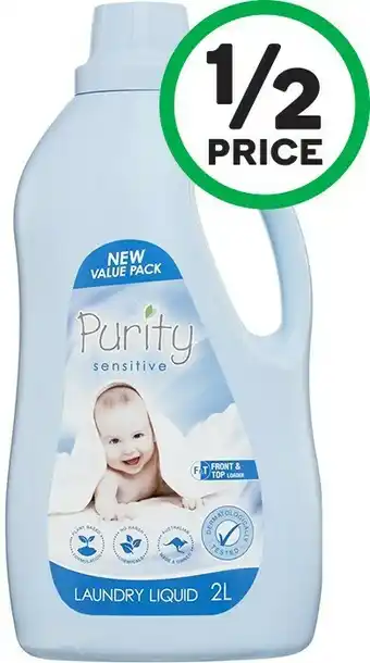 Woolworths Purity Sensitive Laundry Liquid 2 Litre offer