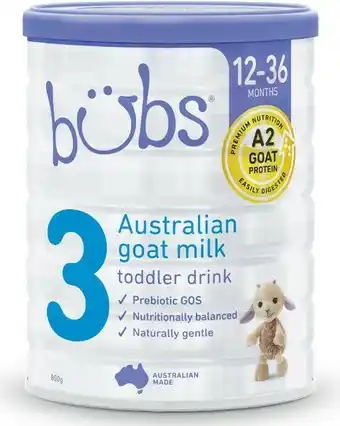 Woolworths Bubs Goat Stage 3 Baby Formula 800g u2013 Limit 2 per Customer offer