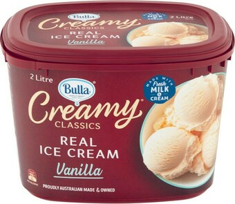 Coles Bulla Creamy Classics 2 Litre or Cookie Sandwich 4 Pack offer