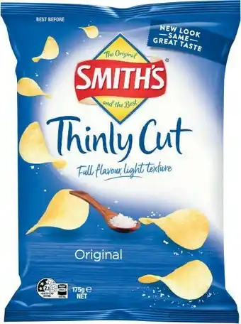 Coles Smithu2019s Thinly Cut Potato Chips 150g-175g offer