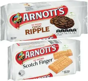 Coles Arnottu2019s Scotch Finger, Choc Ripple or Hundreds & Thousands Biscuits 200g-250g offer