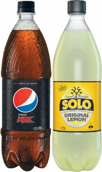 Pepsi, Sunkist or Solo Soft Drink 1.25 Litre