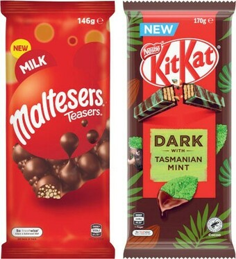 Coles Nestlé Block Chocolate 118g-200g or Mars Maltesers Block Chocolate 146g offer