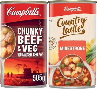 Coles Campbellu2019s Country Ladle or Chunky Soup 495g-505g offer