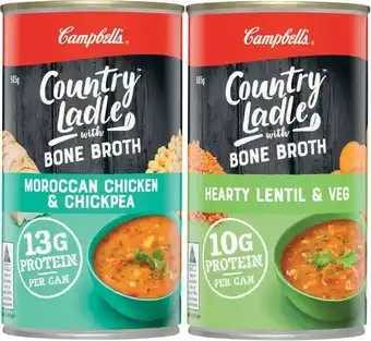 Coles Campbellu2019s Country Ladle with Bone Broth Soup 505g offer