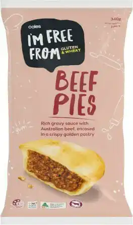 Coles Coles Iu2019m Free From Beef Pies 340g offer