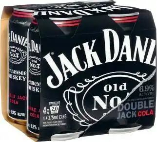 Coles Jack Danielu2019s Double Jack & Cola Cans 4x375mL offer