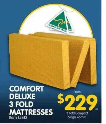 Clark Rubber Comfort deluxe 3 fold mattresses offer