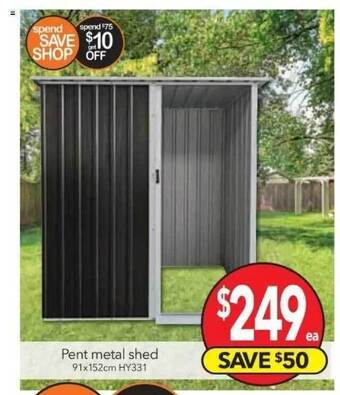 Pent metal shed