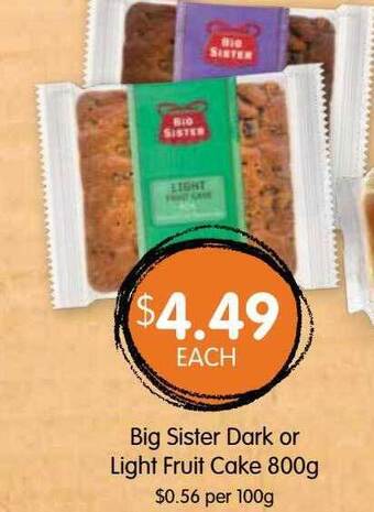 Spudshed Big sister dark or light fruit cake offer