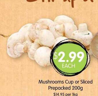 Spudshed Mushrooms cup or sliced prepacked offer