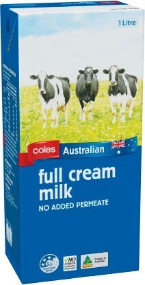 Coles Coles australian full cream long life milk 1 litre offer
