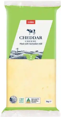 Coles Coles cheese cheddar block 1kg offer